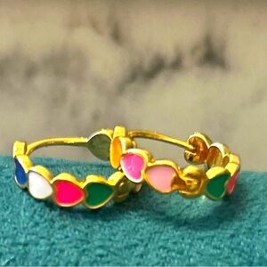 Multi color enamel hearts earrings.
